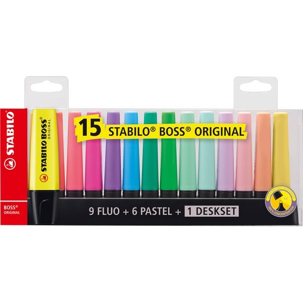 STABILO Boss Original - Set da scrivania con 15 Evidenziatori - Immagine 4