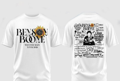 Benson Boone Wanted Man Tour 2026 T-Shirt Concert Graphic Tee | eBay