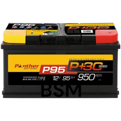 Autobatterie Starterbatterie Panther Black Edition  P95T   +30%  12V 95Ah  950A