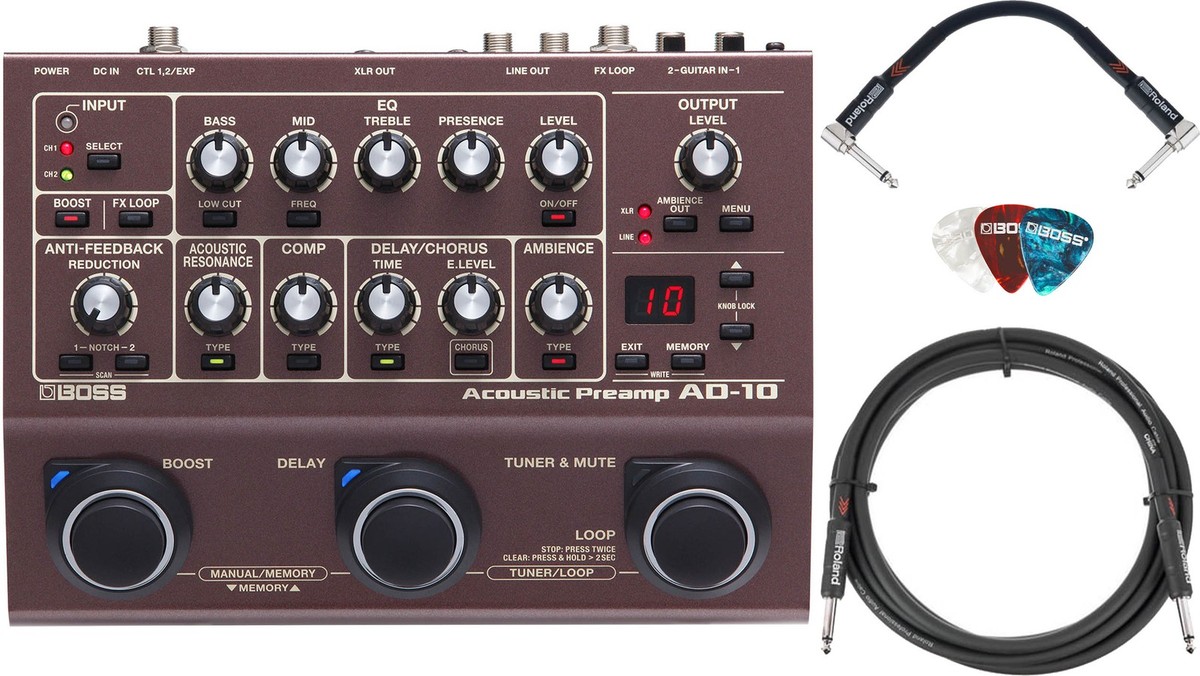 Boss AD-10 Acoustic Preamp w/ Instrument Cables | eBay