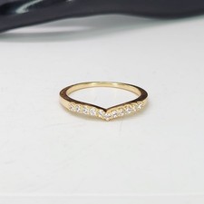 Vtg Gold Vermeil 925 Sterling Silver CZ Chevron Ring Sz 9 Dainty Band Stack