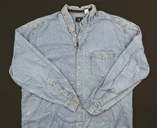 Vintage Levi  s Red Tab Denim Button-Up Shirt Light Wash 