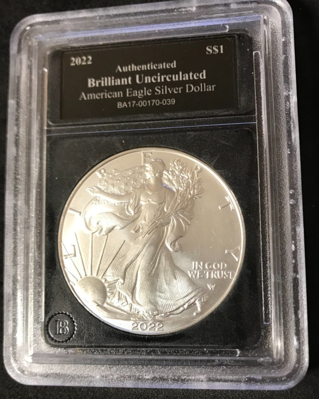 2022 Authenticated Brilliant Uncirculated American Eagle Silver Dollar
