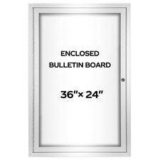 Enclosed Bulletin Board 36  x24  , Lockable Dry Erase Noticeboard with Aluminum...