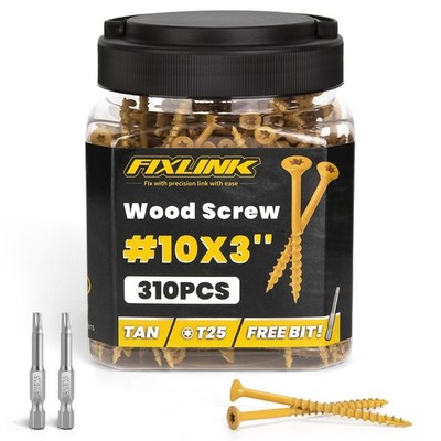 Wood Screws 3 Inch, Deck Screws #10 x 3, 310pcs, Epoxy Coated, T25 Star Bit A...
