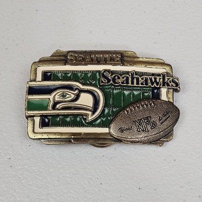 Vtg Seattle Seahawks Belt Buckle NFL Great American Products Football Field