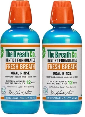 2 x The Breath Co Alcohol-Free Mouthwash 12 Hrs Fresh Breath Icy Mint (500ml x2)
