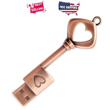 32GB USB Flash Drive Metal Heart Key Shape Thumb Drive for Desktop Laptop Tablet