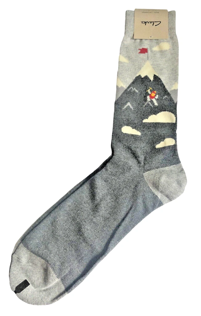 Clarks Mens Socks Mountain Skier Climber Snow Charcoal Gray Dress Casual Cotton