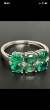 Santa Terezinha 6 Stone Emerald Ring 375/9 K White Gold Size N 1/2 From Gemporia