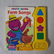Baby's First Barney Farm Songs 1998 Works Music Vintage Board Book Play a Song
