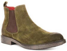 Justinreess England Cassidy Textured Suede Chukka Mens Boots In Olive UK 6 - 12