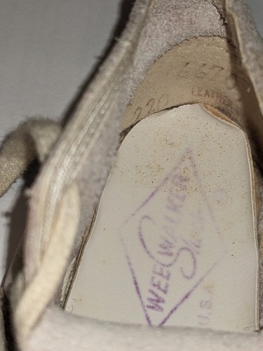 Konvolut 3 Paar Vintage weiße Leder Babyschuhe - - Bild 6 von 17