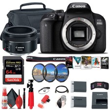 Canon EOS Rebel 800D / T7i DSLR Camera Canon EF 50mm Lens 64GB Graphic