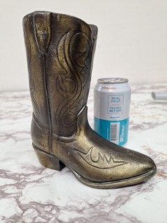 Vintage Cast Metal Cowboy Boot Brass Finish 8’’ Tall Western Decor