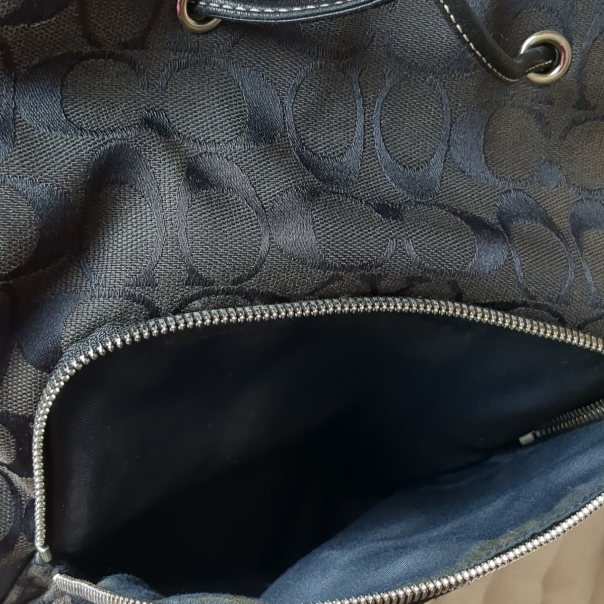 COACH Black Logo Canvas Backpack with Leather Trim & Buckle  display picture 1