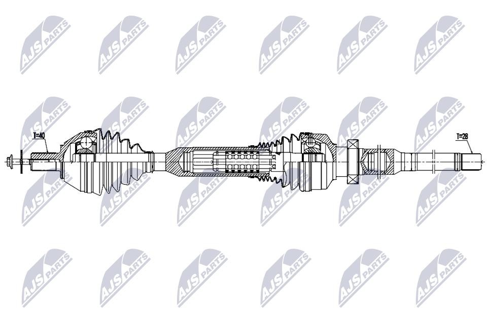 NTY Drive Shaft NPW-VV-154 For Volvo Front Axle Right Side 1025mm