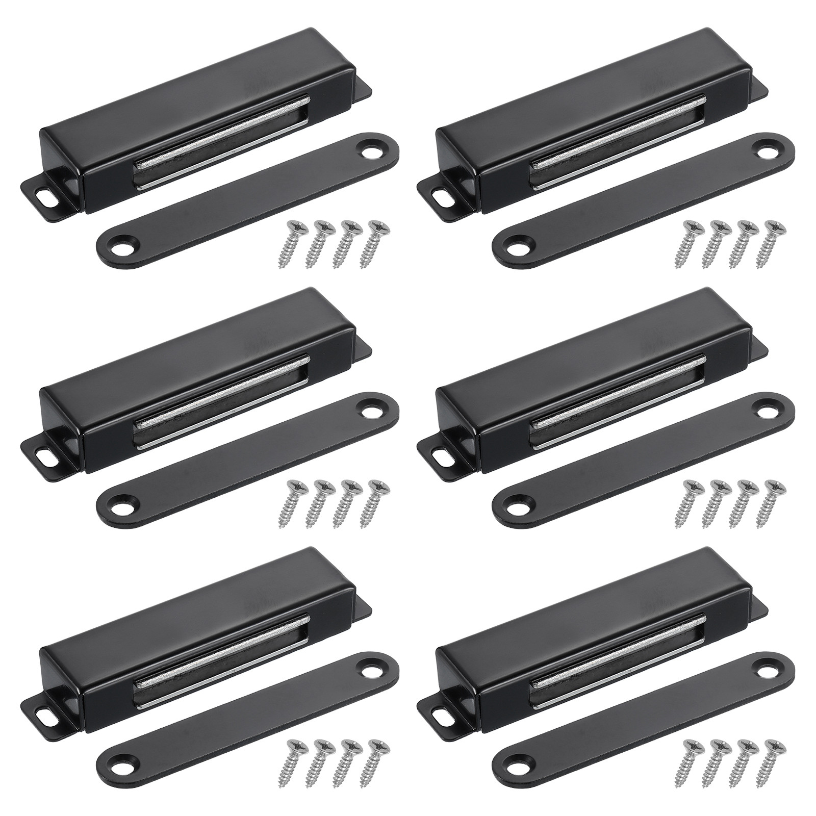 6Pcs Black Magnetic Cabinet Latches for Secure Door Catch Hardware