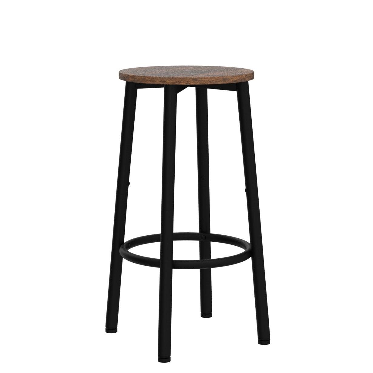 Bar Stools, Set of 2 Bar Chairs, Kitchen Round Height Stools with Footrest, B...
