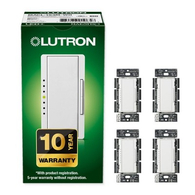 Dimmer Switch LED+ 150W Single Pole Multi Location White 4 Pack Lutron Maestro