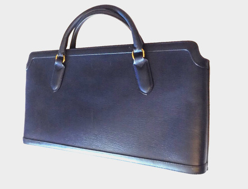 vintage large REVILLON royal blue Leather Satchel top handle purse handbag Italy, Size L, $150 - Photo 6