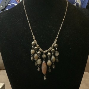 Vintage 19” Silver Necklace With Beads.