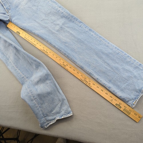 Levis 501 Jeans Mens 32x34 Light Blue Denim Straight Leg Button Fly Classic - Imagen 13 de 17