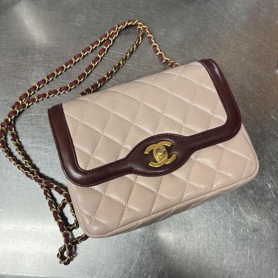 CHANEL Matelasse Chain Shoulder Bag Pink Bicolor PGHTFV