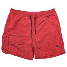 Tommy Bahama Mens Red Swim Trunks Cargo Pocket Drawstring Marlin Logo Size XL