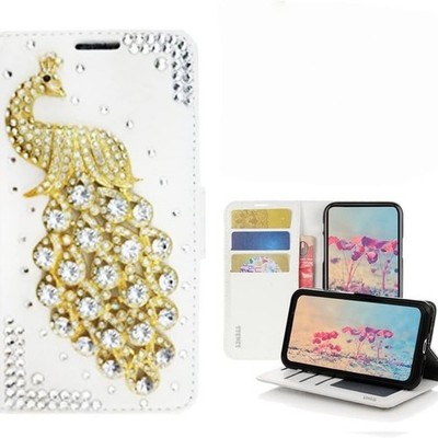 For Motorola EDGE 50 ULTRA G34 G24 Peacock Bling Flip Leather Wallet Phone Case