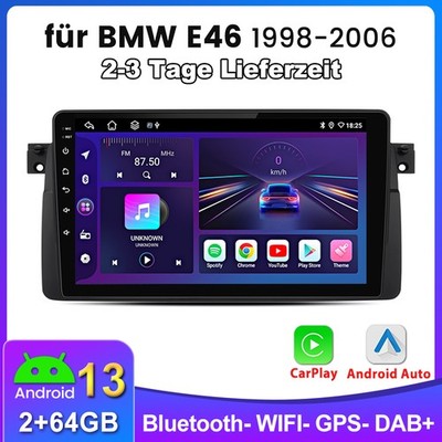 Android 15 9'' 64G Für BMW 3er E46 1999-2005 Autoradio mit GPS Navi CarPlay DAB+