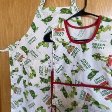 70s VTG Jolly Green Giant Jacket Pop Art Advertising Apron Set Adult L, Child M