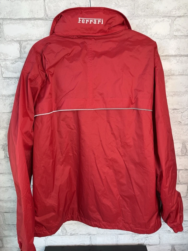 Ferrari Mens Red Jacket Large Official Product Lightweight Hidden Rain Hood EUC! - Image 2 of 4
