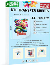 DTF Transfer Film Sheets A4   8.3  X 11.7     Double Matte   Hot  Cold Peel  