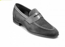 New Handmade Moccasin Grey Suede & Leather Mens Formal Dress Party Causal Shoes