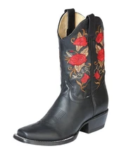 Women’s Leather Floral Embroidered Western Cowgirl Boots 'El General' 43664