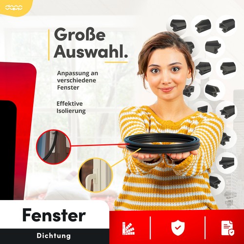 Fensterdichtung Gummidichtung 17 Type EPDM Fenster Dichtung Gummi Schwarz VEKA - Bild 6 von 26