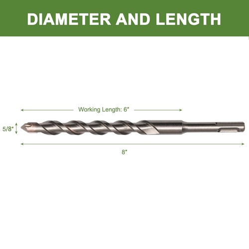 5/8" x 8" SDS Plus Hammer Drill Bits Masonry Drill Bits Carbide Tipped for Co... - Bild 6 von 8
