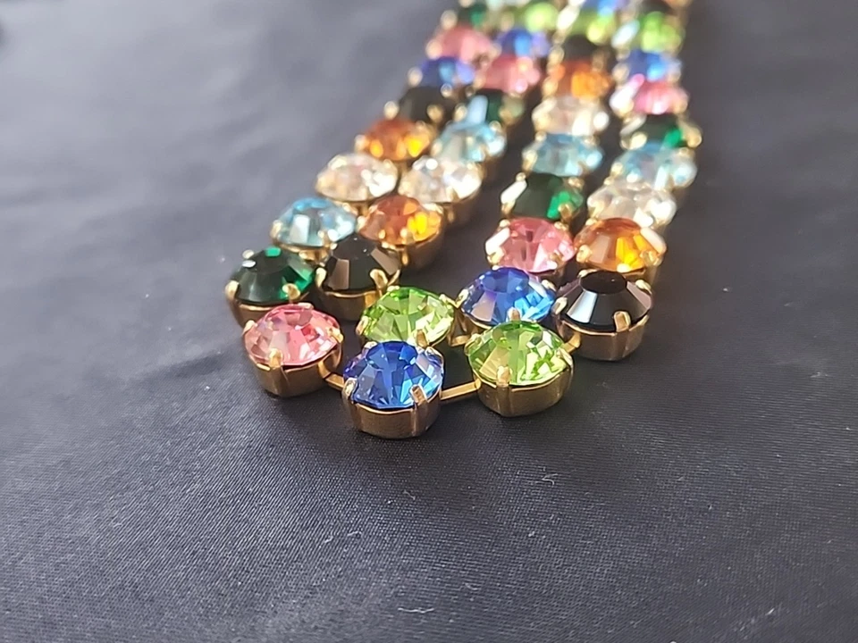 Swarovski Double Strand Necklace Pink, Blue, Green, Orange Crystals (L) - Image 4 of 4