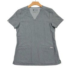 FIGS Casma Three-Pocket Scrub Top Womens XS Gray Technical Collection V-Neck