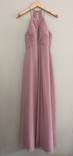 Azazie Ginger Dress Pink/Dusty Rose Bridesmaid Prom Wedding Halter Sz 2 Flaw