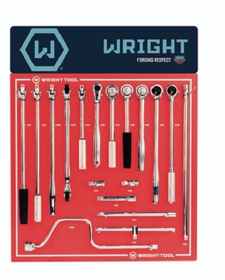 Wright Tool D946 - 1/2Inch Drive SAE Handle & Attachment Display - 17 Pieces