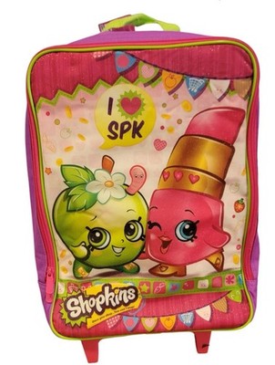 Shopkins Child's Pink Luggage Hand Carry Travel Suitcase Rolling Wheels W/Handle
