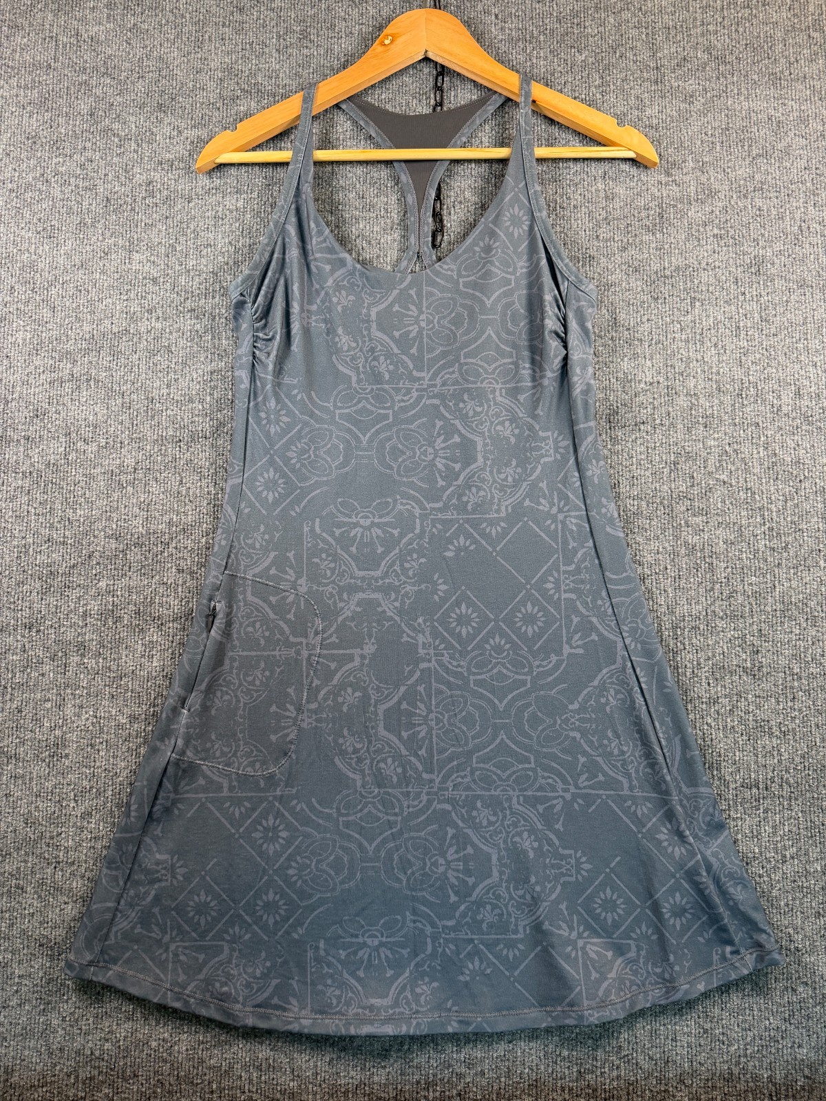 Prana Women's Opal Athletic Tank Dress Sporty Racerback Shelf Bra Size XS Gray