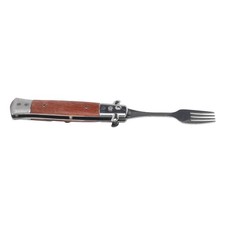 Spring Fork Rosewood Handle Stainless Steel Foldable Spring Fork For Outdoor⊹