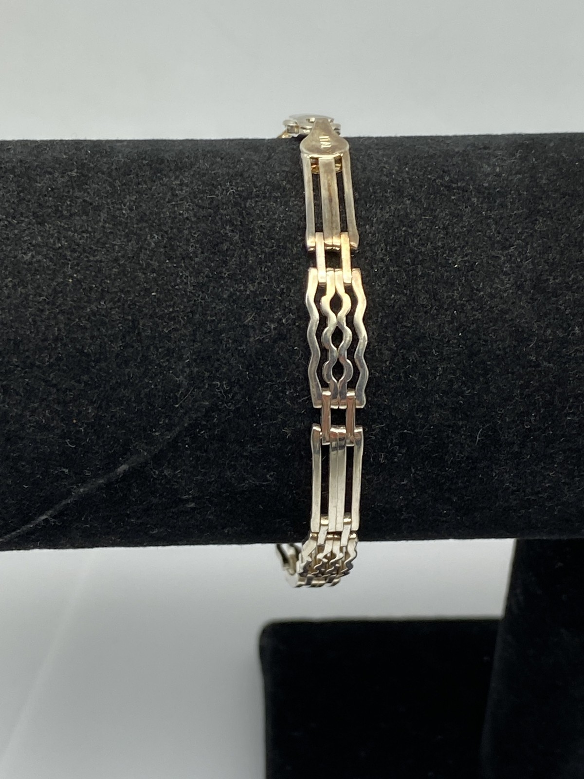 Sterling Silver Pattern Design Link Bracelet 13.0… - image 3