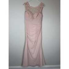 Morilee Madeline Gardner Formal Dress Pink Lace Chiffon bottom Maxi Gown Sz 8