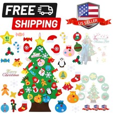 DIY Felt Christmas Tree - 3.6 FT, 41 Piece Ornament Set, 3D Design, Reusable ...