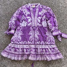 Farm Rio Lilac Sweet Garden Mini Dress Womens XL Purple Floral Ruffle Whimsical