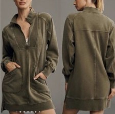 Daily Practice Anthropologie Meru Sweatshirt Mini Dress Womens XXS Olive Green